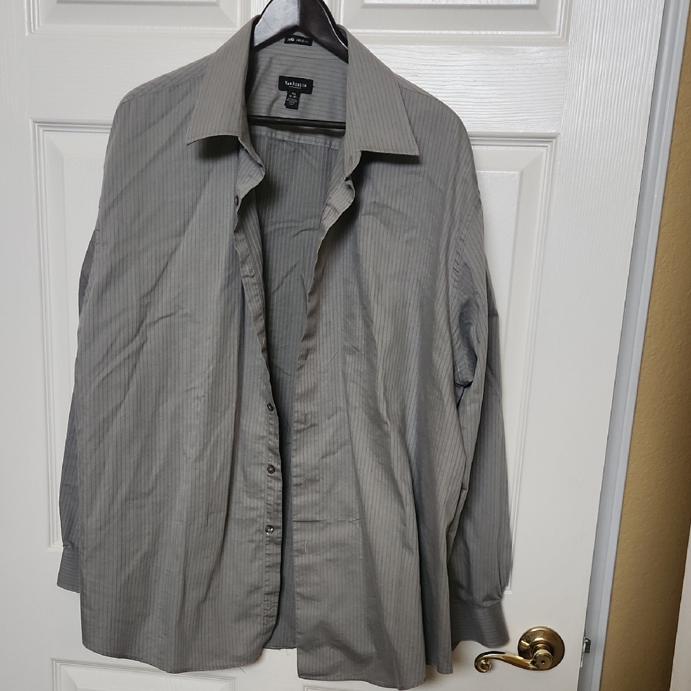 Van Heusen Silver with Gray Stripe Men's Dress Shirt